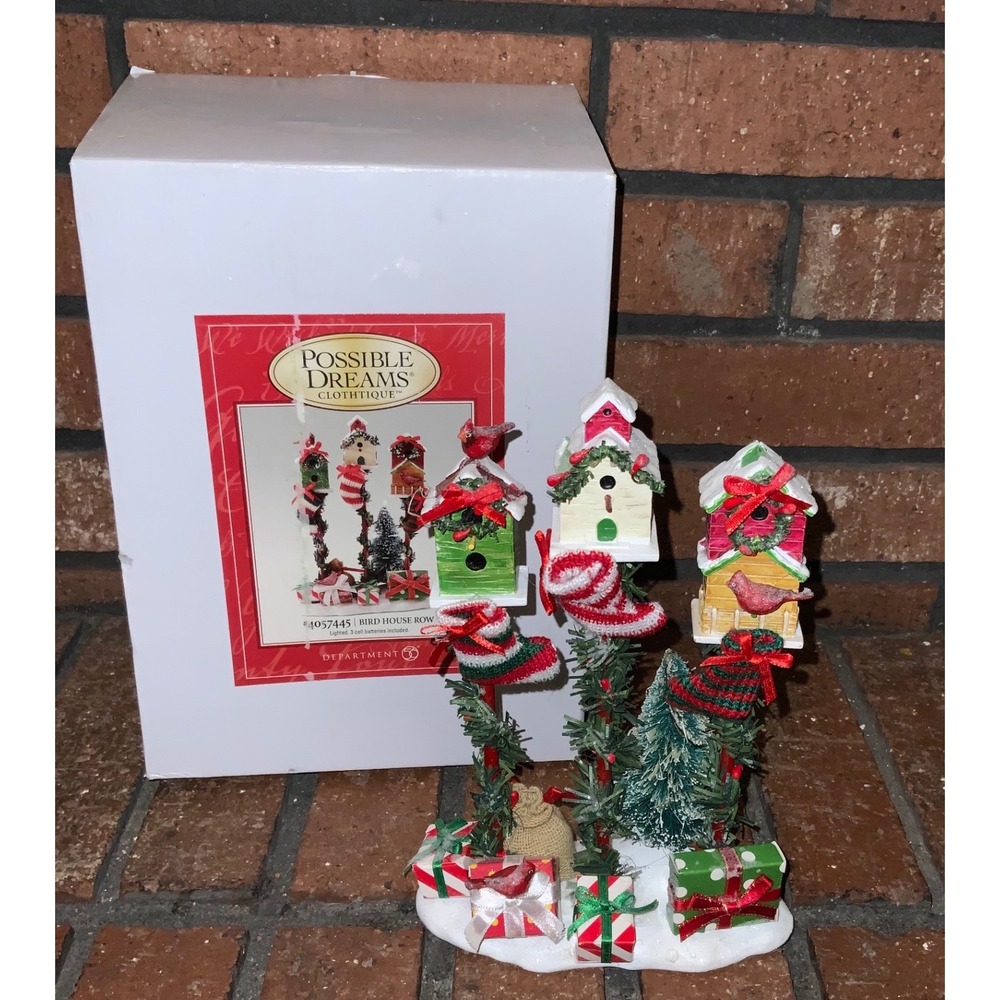 Possible Dreams Clothtique Bird House Row Lighted Christmas Figurine 4057445